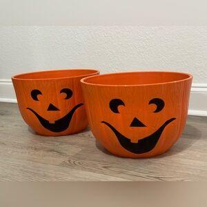 NEW Vintage The Mumkins! Set Of 2 9”x13” Halloween Jack-O-Lantern Planters